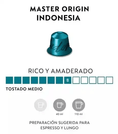 CAFÉ MASTER ORIGIN INDONESIA X 10 CÁPSULAS ORIGINAL NESPRESSO - 2