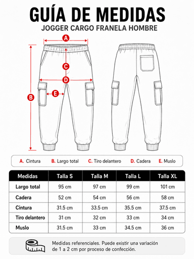 JOGGER CARGO HOMBRE ALGODON FRANELA AZUL MARINO URBANO CASUAL - 3