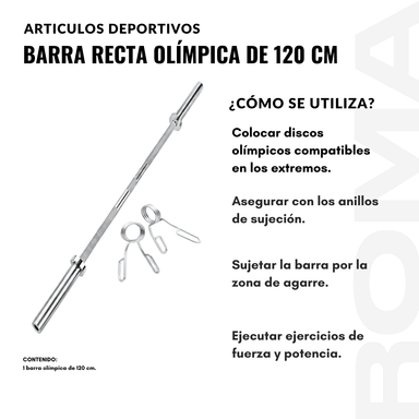 BARRA RECTA OLIMPICA DE 120 CM - 3