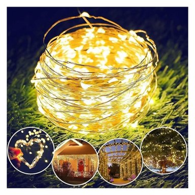 LUCES LED NAVIDEÑAS ÁMBAR CON PANEL SOLAR -10 MTS LUZ CÁLIDA - 2