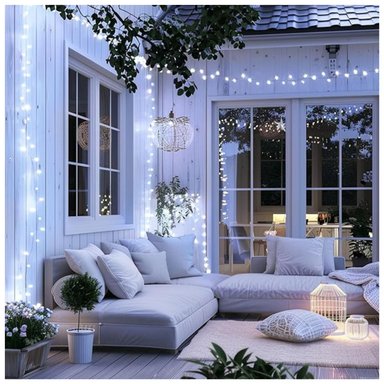 LUCES LED NAVIDEÑAS ÁMBAR CON PANEL SOLAR -18 MTS LUZ CÁLIDA - 5