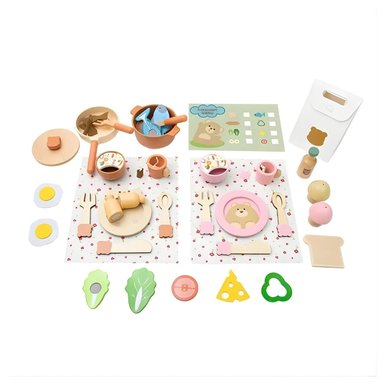SET PREMIUM DE COCINA Y COMIDA DE MADERA 32 PIEZAS OSITO PARA NIÑOS - 5