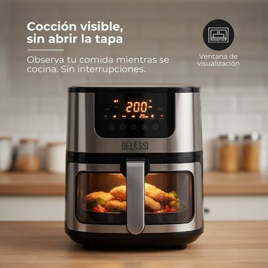 AIRFRYER BELESSI CON PANTALLA DIGITAL, CAPACIDAD DE 4.5LT Y VENTANA DE VISUALIZACIÓN CON LUZ. - 4