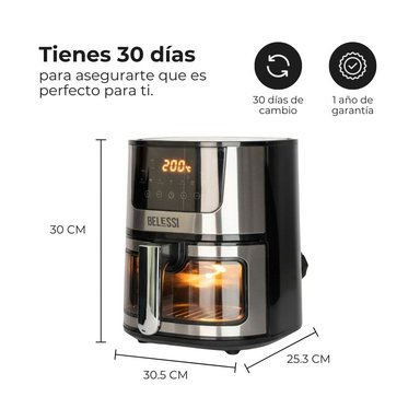 AIRFRYER BELESSI CON PANTALLA DIGITAL, CAPACIDAD DE 4.5LT Y VENTANA DE VISUALIZACIÓN CON LUZ. - 6