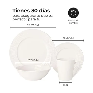 VAJILLA X16 PIEZAS DE PORCELANA CON TEXTURA - 2