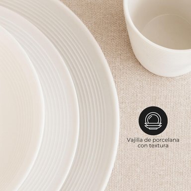 VAJILLA X16 PIEZAS DE PORCELANA CON TEXTURA - 4