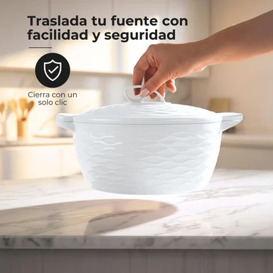SET X3 RECIPIENTES TÉRMICOS BLANCOS MULTIUSO (FUENTE Y CONTENEDOR) CON TAPA - 5