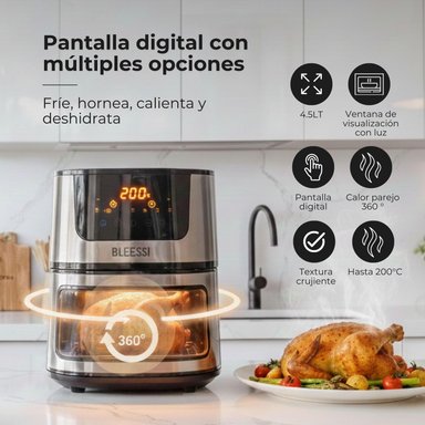 COMBO X2: FREIDORA DE AIRE 4.5LT + LICUADORA 10 VELOCIDADES 500W 1.5LT - 2
