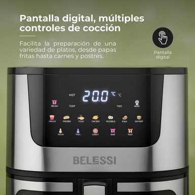 FREIDORA DE AIRE BELESSI CON PANTALLA DIGITAL, CAPACIDAD DE 8LT Y VENTANA DE VISUALIZACIÓN CON LUZ - 5