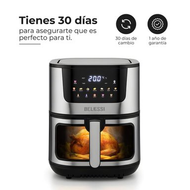 FREIDORA DE AIRE BELESSI CON PANTALLA DIGITAL, CAPACIDAD DE 8LT Y VENTANA DE VISUALIZACIÓN CON LUZ - 8