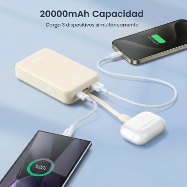 POWER BANK UGREEN 20,000 MAH 22.5W BEIGE CON CABLE USB-C - 3