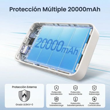 POWER BANK UGREEN 20,000 MAH 22.5W BEIGE CON CABLE USB-C - 5