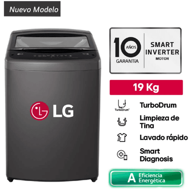 LAVADORA LG CARGA SUPERIOR 19 KG WT19BVTB TURBODRUM NEGRO CLARO - 1