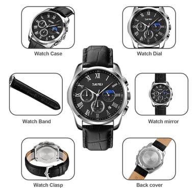 RELOJ SKMEI 9260 FASE LUNAR CORREA DE CUERO - 3