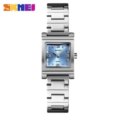 RELOJ SKMEI 1388 PLATEADO AZUL CORREA ACERO PARA MUJER - 2