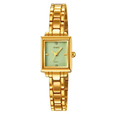 RELOJ SKMEI 2315 DORADO FONDO VERDE CORREA ACERO PARA DAMA - 2