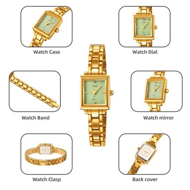 RELOJ SKMEI 2315 DORADO FONDO VERDE CORREA ACERO PARA DAMA - 3