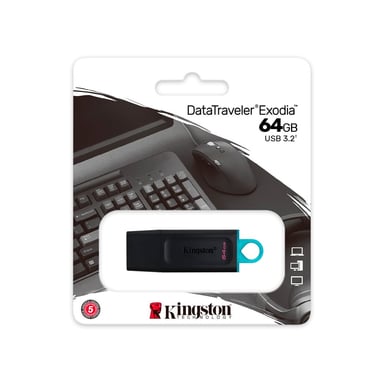 MEMORIA USB KINGSTON DATATRAVELER EXODIA 64GB - ALTA VELOCIDAD USB 3.2 GEN 1, PORTÁTIL Y DURADERA - 1