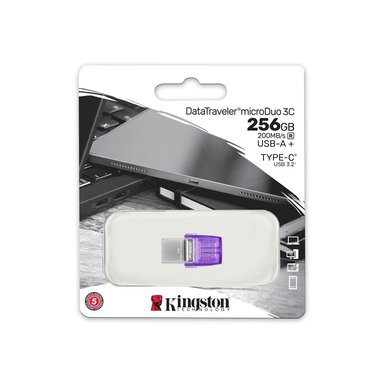 KINGSTON DATATRAVELER MICRODUO 3C 256GB - USB 3.2 TIPO C Y A, VIOLETA, 200MB/S - 1
