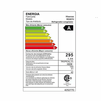 REFRIGERADORA 205L TOP MOUNT RD267H HISENSE - 6