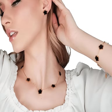 SET COLLAR ARETES Y PULSERA TREBOL DISEÑO DE LUJO - 3