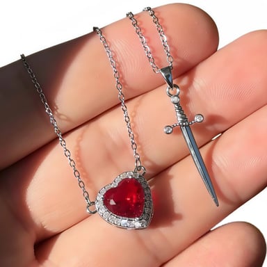 COLLAR DE PAREJA CORAZÓN Y ESPADA REGALO UNICO EXCLUSIVO - 2