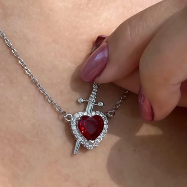 COLLAR DE PAREJA CORAZÓN Y ESPADA REGALO UNICO EXCLUSIVO - 3