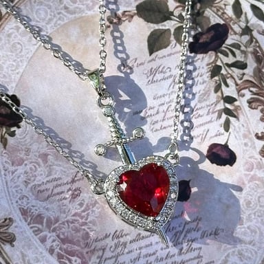 COLLAR DE PAREJA CORAZÓN Y ESPADA REGALO UNICO EXCLUSIVO - 4