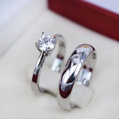 ANILLO PARA PAREJA ENCHAPADO EN PLATA 925- REGALO ENAMORADOS ,NOVIOS DISEÑO UNICO - 5