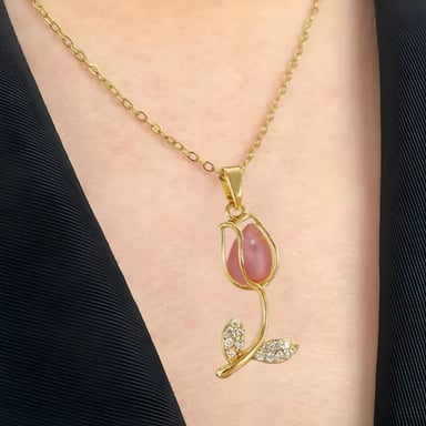 COLLAR Y ARETES DE TULIPAN DISEÑO UNICO - 2