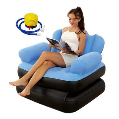 SOFA CAMA INFLABLE SILLON PUFF GIGANTE PARA HOGAR CELESTE - 2
