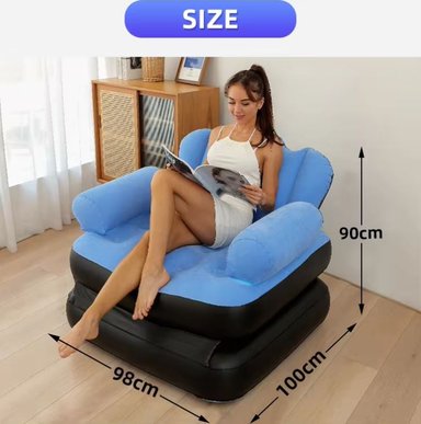 SOFA CAMA INFLABLE SILLON PUFF GIGANTE PARA HOGAR CELESTE - 4