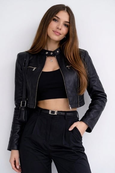 CASACA CUELLO CHINO CUERINA DE MUJER - 2