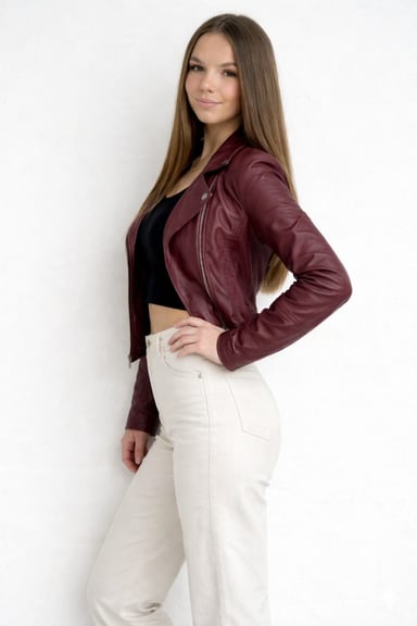 CASACA EN TENDENCIA VINO BIKER DE MUJER - 2