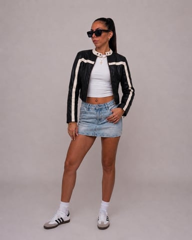 CASACA URBANA CUELLO CHINO CUERINA DE MUJER - 3