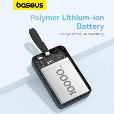 CARGADOR INALAMBRICO MAGNETICO MINI BASEUS POWERBANK 10000 MAH 20 W CARGA RAPIDA CABLE TIPO C - 5