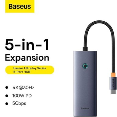 HUB ADAPTADOR MULTIFUNCIONAL BASEUS ULTRAJOY SERIES 5 PUERTOS HUB DOCKING STATION - 3
