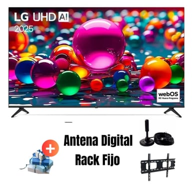 TELEVISOR LG 75'' UHD 4K WEBOS 75UA8050PSA 2025 + MAGIC + ANT + RACK FIJO - 1