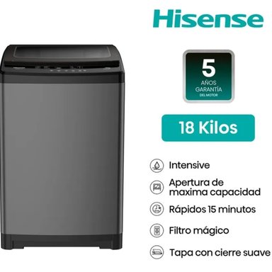 LAVADORA 18KG HISENSE COLOR GRIS MOD WT3W1823UT - 2