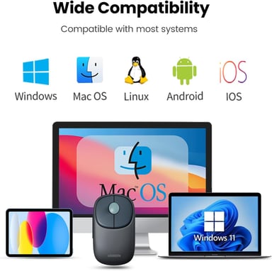 MOUSE UGREEN FUN+RATÓN RECARGABLE 2.4G Y BLUETOOTH- BLUE AZUL - 5