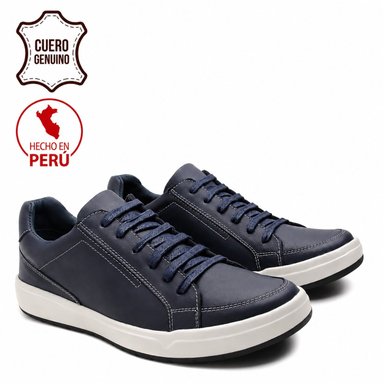 SNEAKER HANOVER CUERO 100% MODELO H-7161 PULL UP AZUL - 1