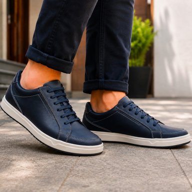 SNEAKER HANOVER CUERO 100% MODELO H-7161 PULL UP AZUL - 3