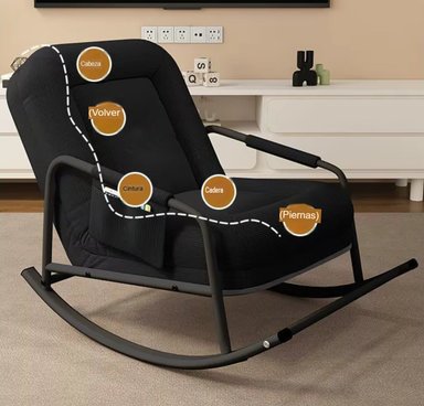SILLA MECEDORA SOFÁ RECLINABLE SILLÓN PLEGABLE TERRAZA JARDÍN SALA PREMIUM NEGRO - 3