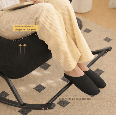 SILLA MECEDORA SOFÁ RECLINABLE SILLÓN PLEGABLE TERRAZA JARDÍN SALA PREMIUM NEGRO - 4