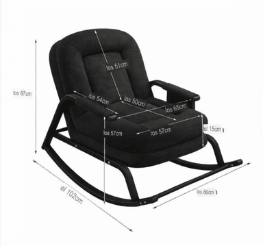 SILLA MECEDORA SOFÁ RECLINABLE SILLÓN PLEGABLE TERRAZA JARDÍN SALA PREMIUM NEGRO - 5