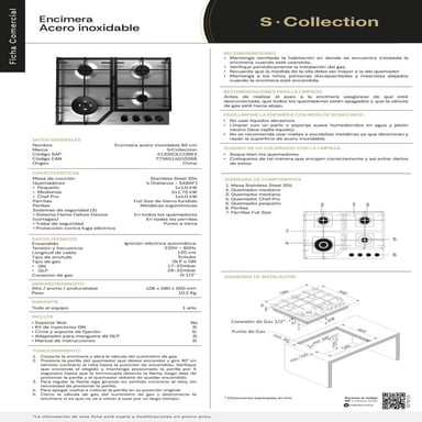 ENCIMERA ACERO INOXIDABLE GLP/GN S-COLLECTION 4 HORNILLAS 58CM - 8