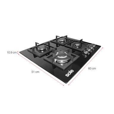 ENCIMERA VIDRIO TEMPLADO GLP/GN SOLE 4 HORNILLAS 59CM - 7