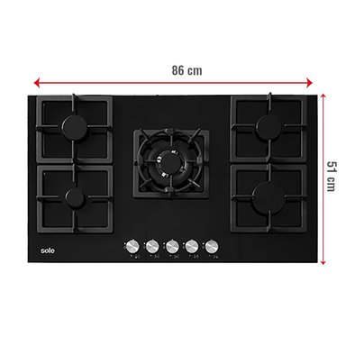 ENCIMERA VIDRIO TEMPLADO GLP/GN SOLE 5 HORNILLAS 86CM - 4