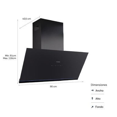 CAMPANA EXTRACTORA S-COLLECTION 90 CM SMART CONNECTED PUREBLACK - 3