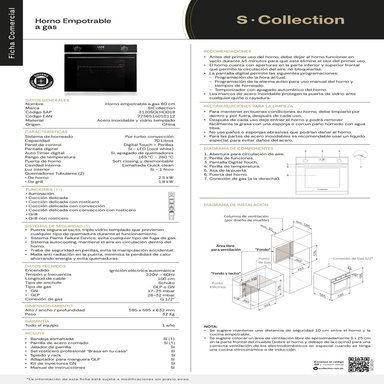 HORNO S-COLLECTION EMPOTRABLE 70 L GLP/GN TURBO CONVECCIÓN - 9
